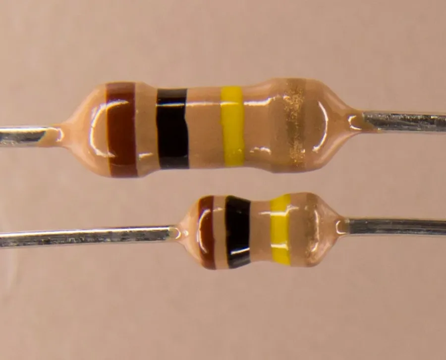 A close-up of several different resistors.