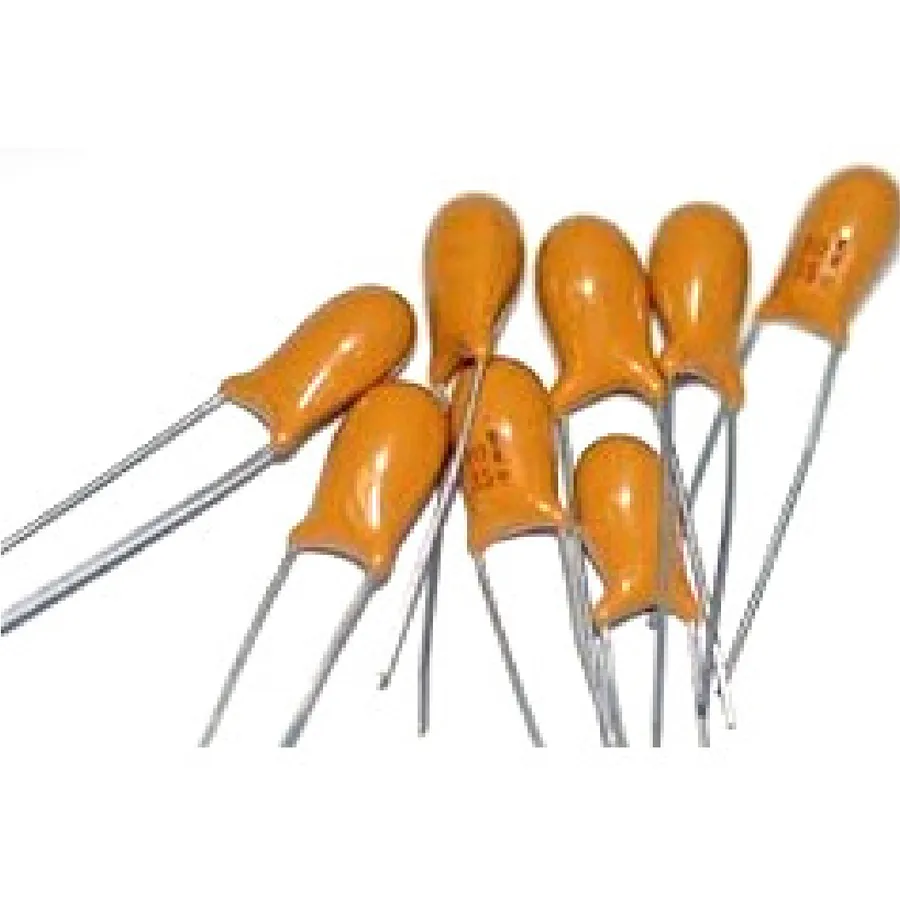 Tantalum capacitors on a circuit board.