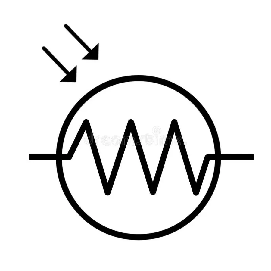 The circuit symbol of a light dependent resistor.