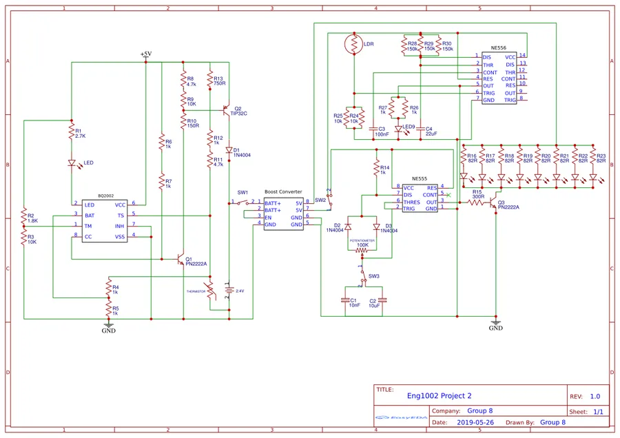 A schematic diagram within the EasyEDA software.