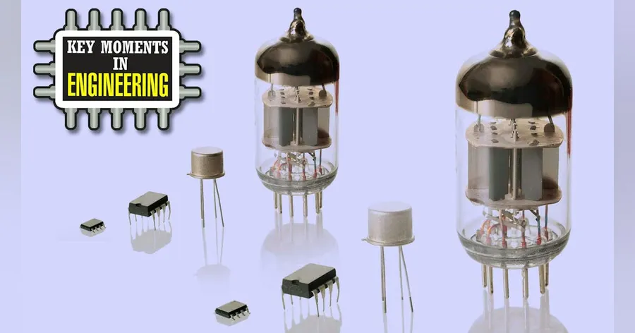 A comparison of early transistors with modern integrated circuits.
