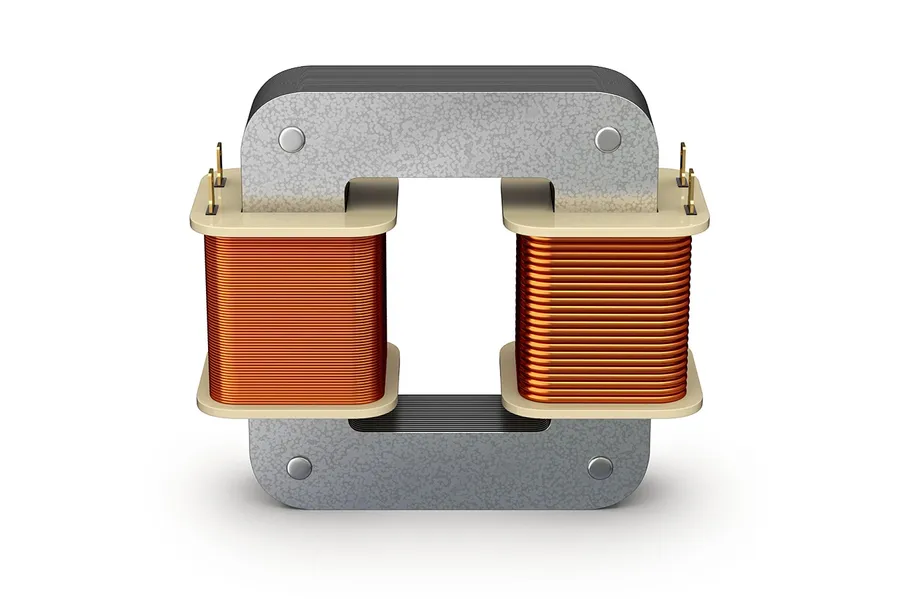 A close-up of a transformer core.