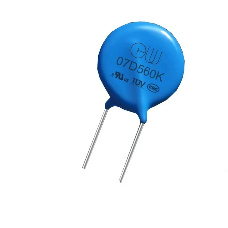 A close-up view of a varistor component.