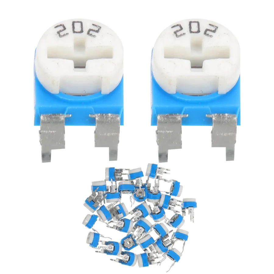 A close-up of a variable resistor.
