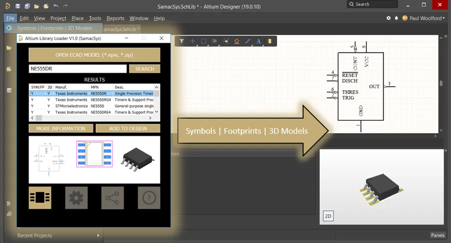 The component library panel of Altium Designer.