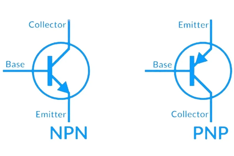 Schematic symbol of a PNP transistor.