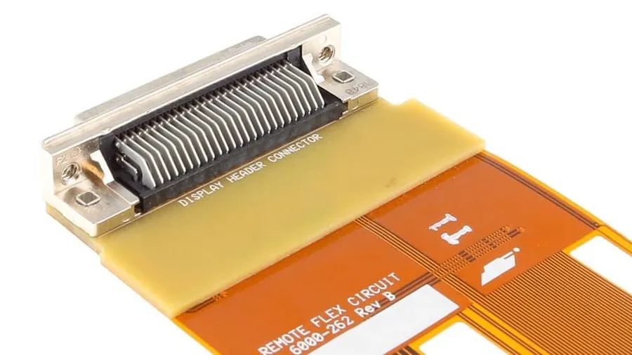 A flexible printed circuit board with connector.