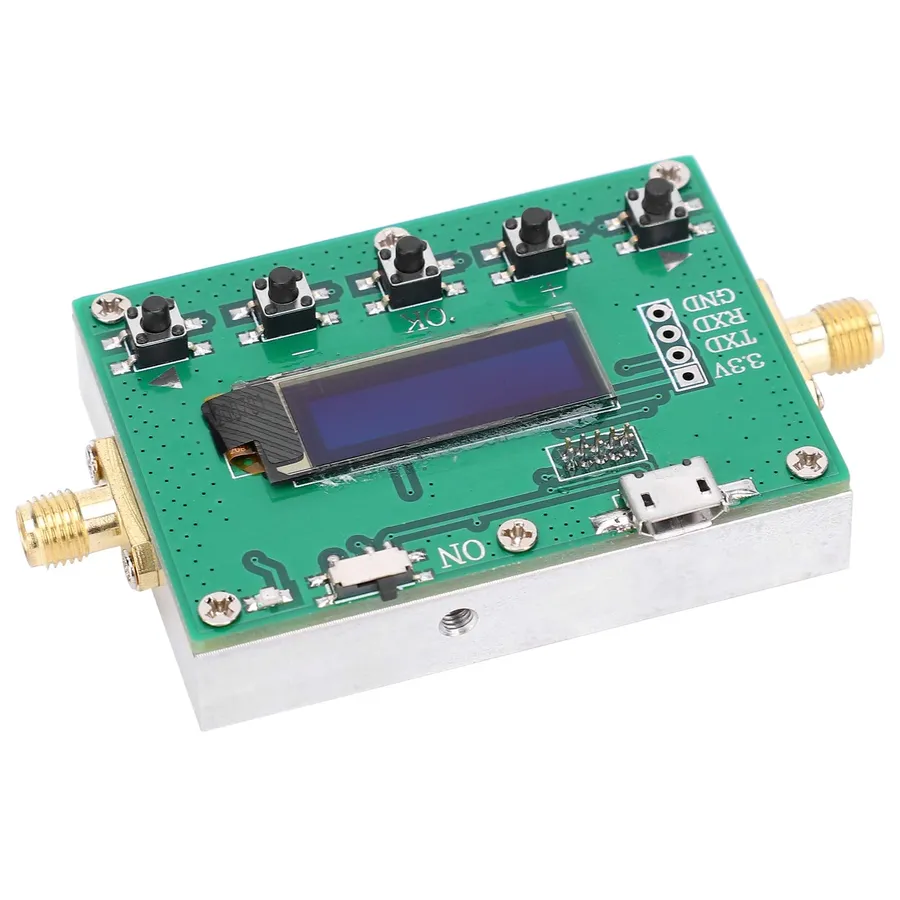 A close-up of an electronic attenuator circuit component.