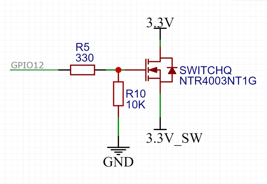 A circuit diagram showing a MOSFET used in a power switching application.