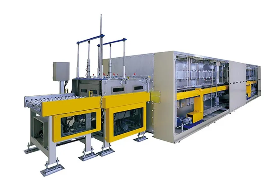 A view of a ceramic capacitor manufacturing production line.