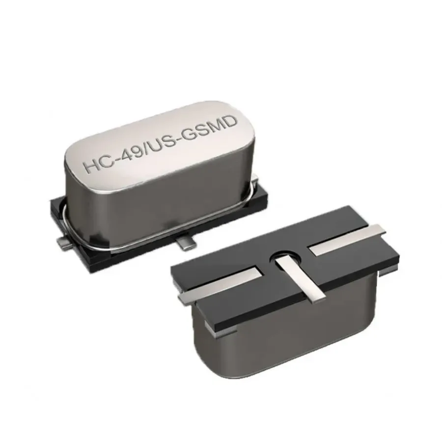 A close-up of various crystal oscillator packages.