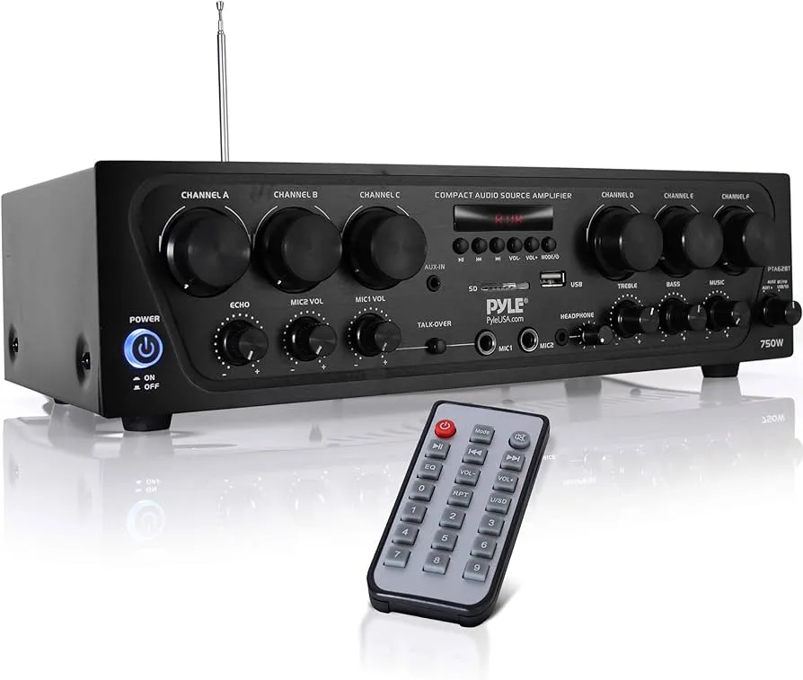 A complete audio amplifier system setup.