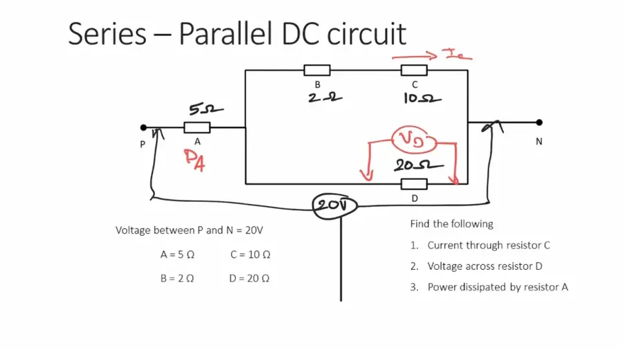 A diagram illustrating resistors connected in both series and parallel configurations.