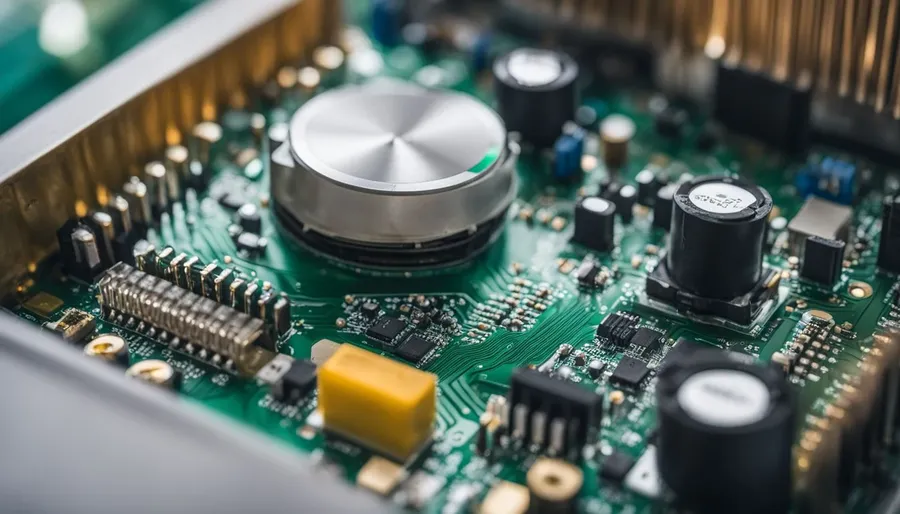 A detailed close up of a PCB used in an air conditioner