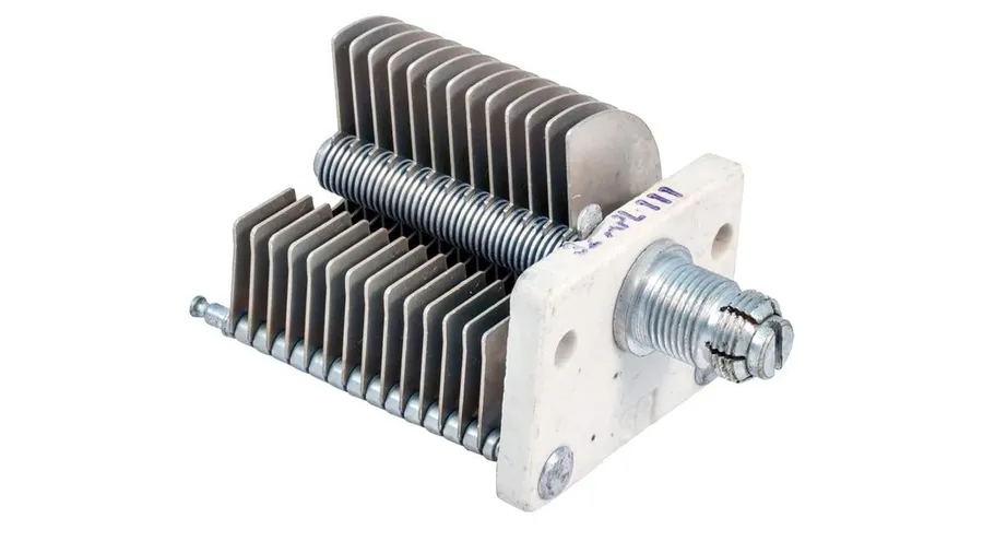 A close-up view of a physical variable capacitor.