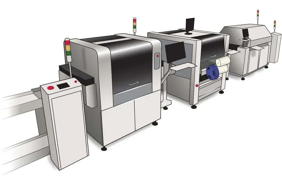 A manufacturing facility showcasing PCB fabrication equipment.