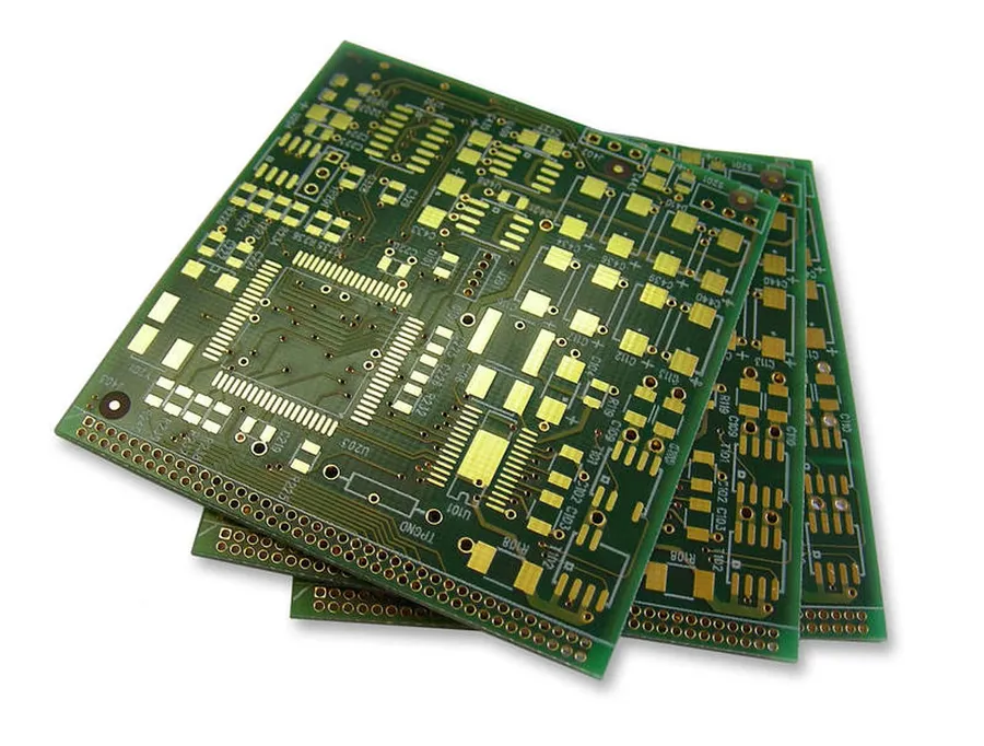 A close-up view of a printed wiring board.