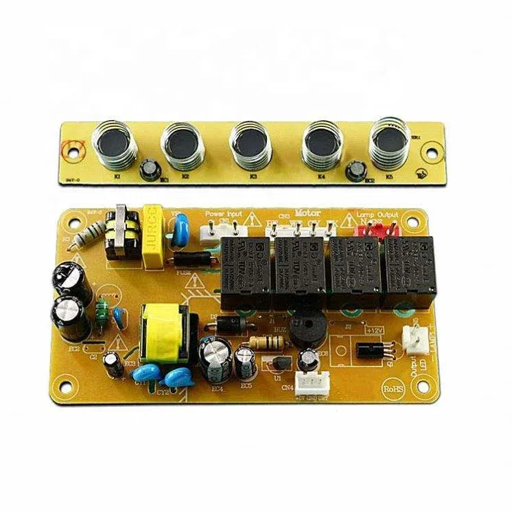 A close-up of a chimney cooker hood PCB.