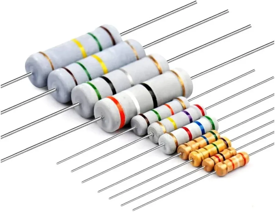 A close-up view of a carbon film resistor.
