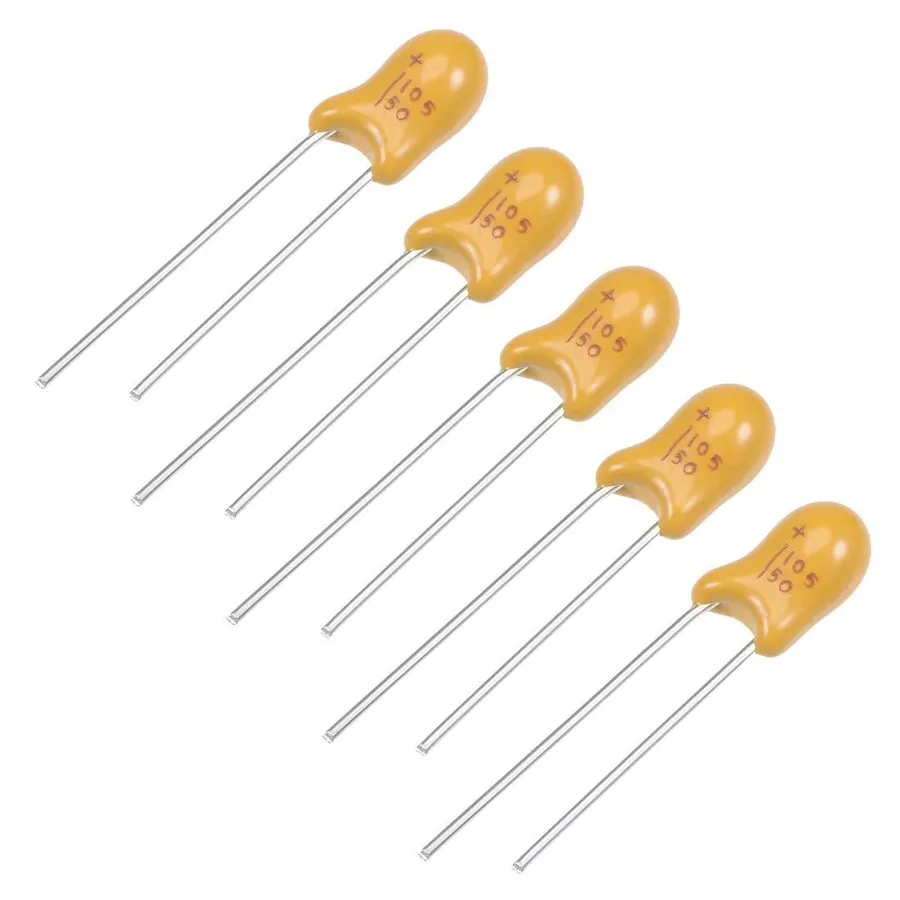 A close-up of a tantalum capacitor.