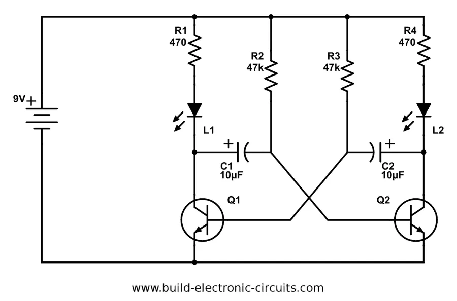 A circuit diagram showing an LED and a resistor.