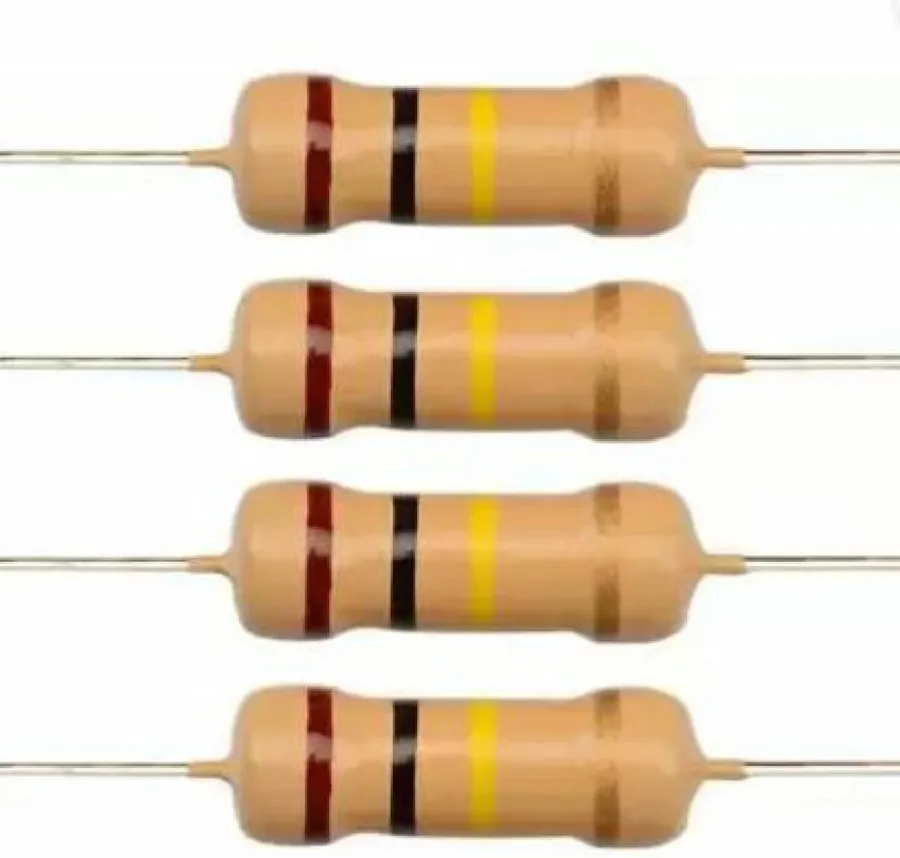 Various 100k resistors with different wattages and package types.