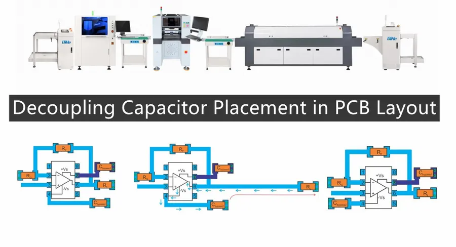 A PCB showing strategic capacitor placement.