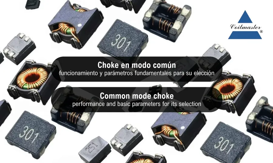 A close-up of a common mode choke with visible specifications.