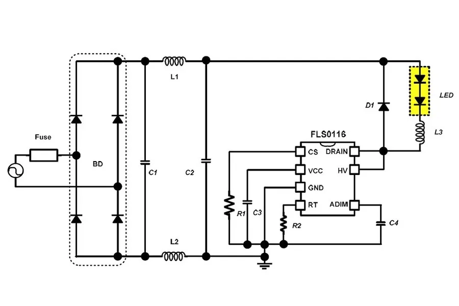 An LED driver IC in a circuit.