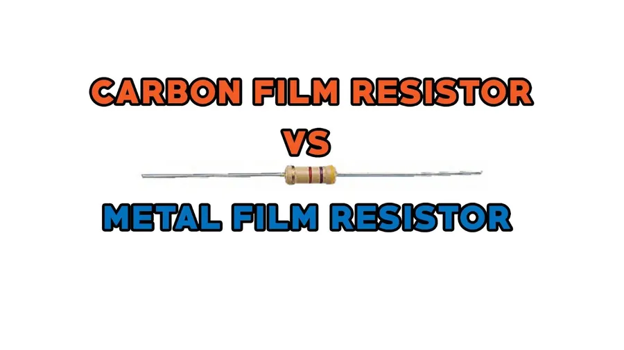 Side-by-side comparison of a carbon film resistor and a metal film resistor.