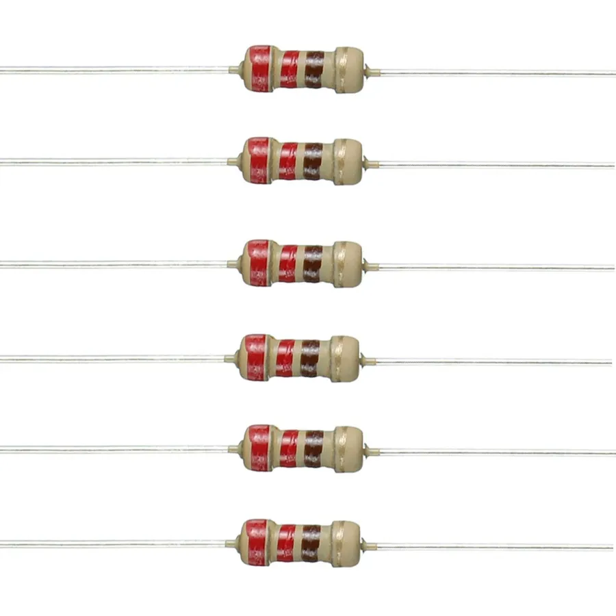 Various sizes and packages of 220 ohm resistors.