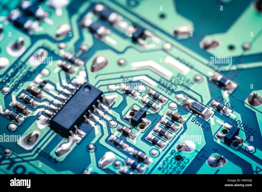 A circuit board with various bipolar transistors.