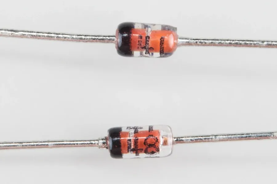 Close up image of 1N4148 diode marking