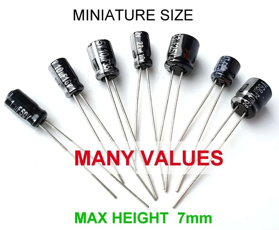 Miniature capacitors representing future trends.