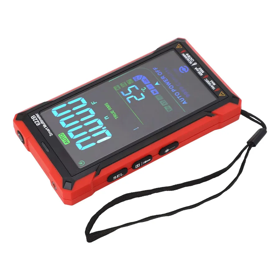 A close-up of a multimeter screen showing readings.