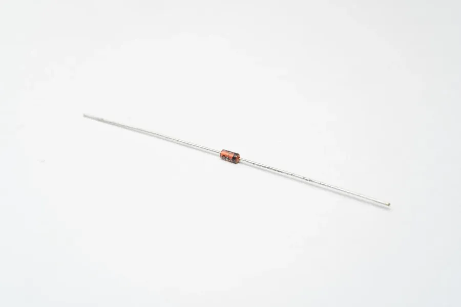A close-up view of a zener diode.