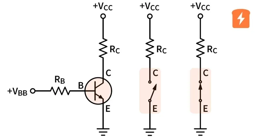 A close-up image of a transistor acting as a switch.