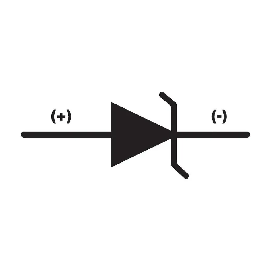 A diagram showing the symbol for a diode and its pinout.