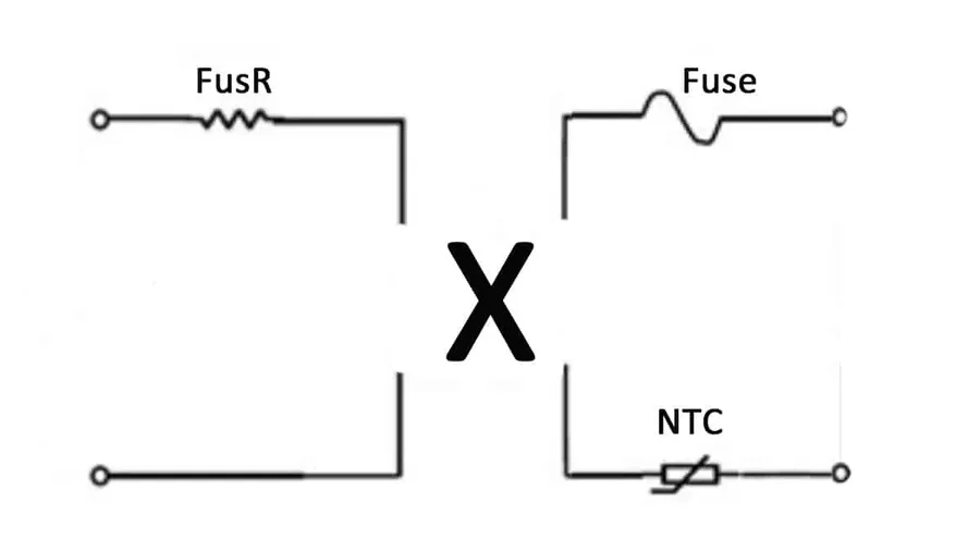 A comparison image of a fuse and a fusible resistor.