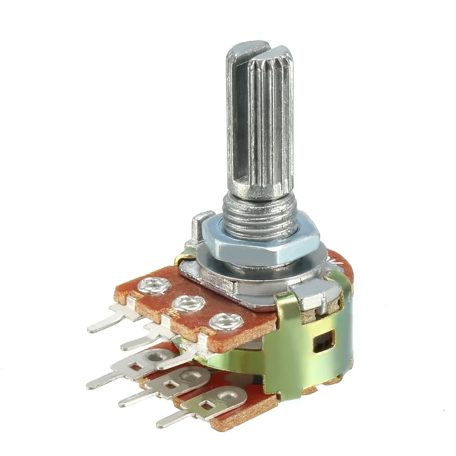 A potentiometer used as a variable resistor.