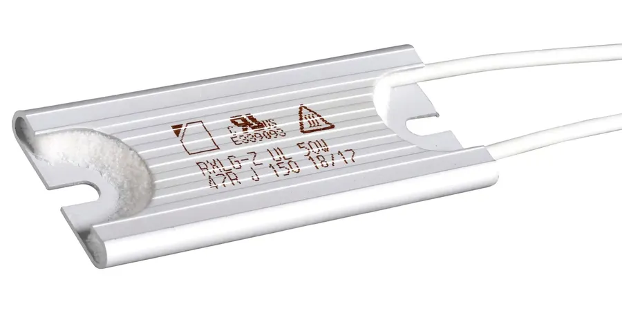 High power resistors with heat sinks.
