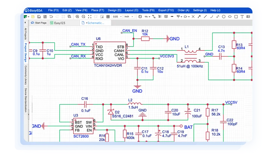 A simulation results graph from EasyEDA circuit simulator.