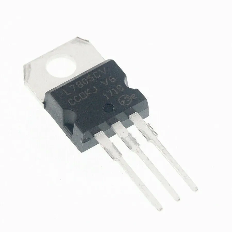 Side-by-side view of 7805 and 7812 voltage regulator chips.