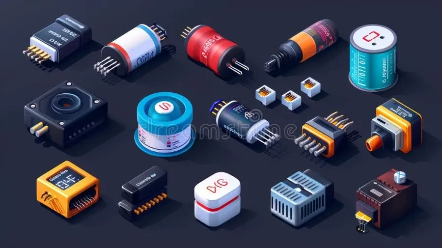 A group of different passive electronic components.