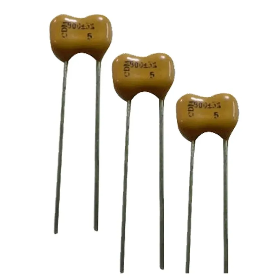 A page from a mica capacitor datasheet showing key specifications.