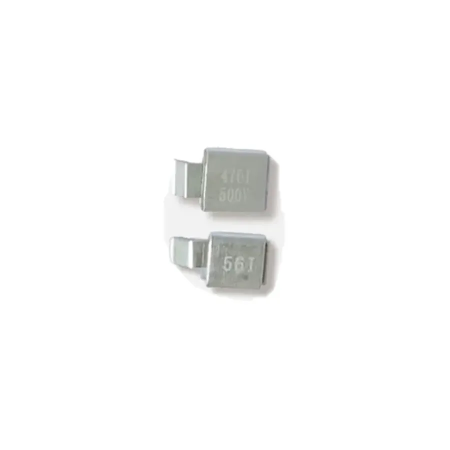 Mica capacitors in a radio frequency circuit board.