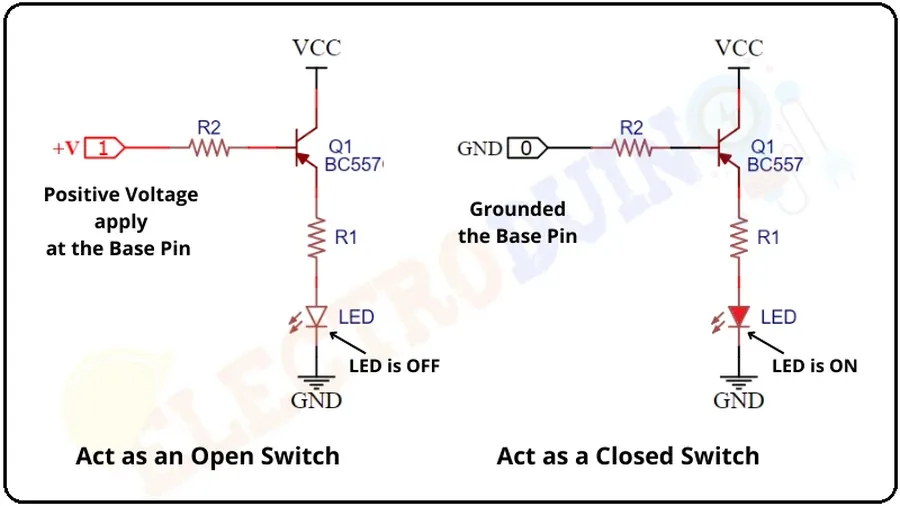 A basic amplifier circuit using a BC557 transistor.