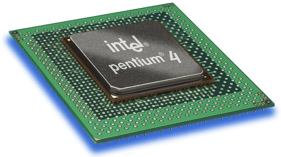 A microchip with a clear label identifying it as a processor.