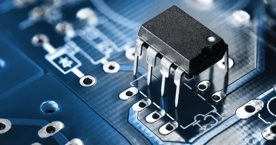A comparison of PCB with surface mount and through-hole components.