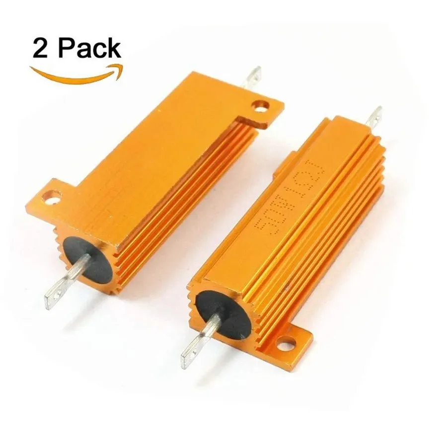 A resistor mounted with a heatsink.
